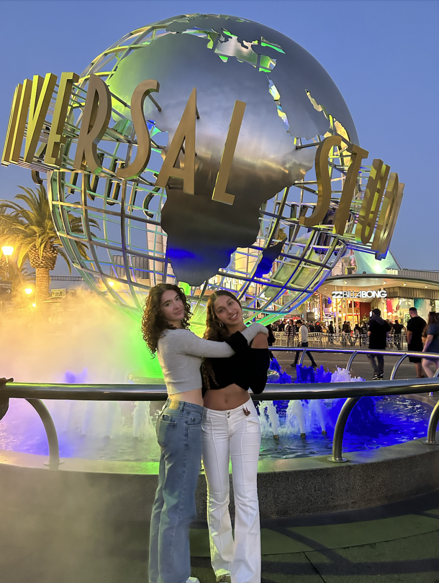 News Editor Isabelle Fonck and Israeli exchange student Yael (right) toured Universal Studios as part of dTHS Global Education Program this fall. As the war in Gaza continues, dates for future programs remain in flux.