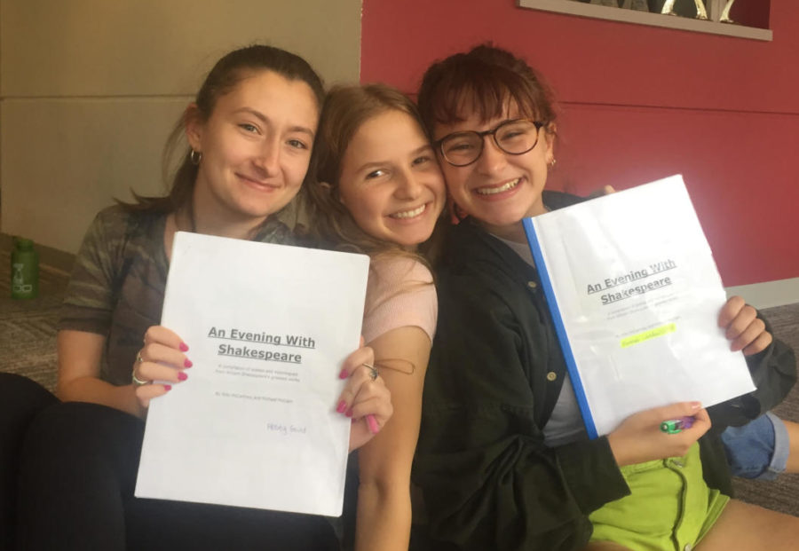 Cast members of de Toledos first play of the season (left to right): Abbey G., Sara F. and Hannah L. 