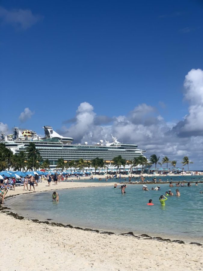Freedom of the Sea rolls in to CocoCay, an  Island privately owned by Royal Caribbean  (Nov. 2022. )