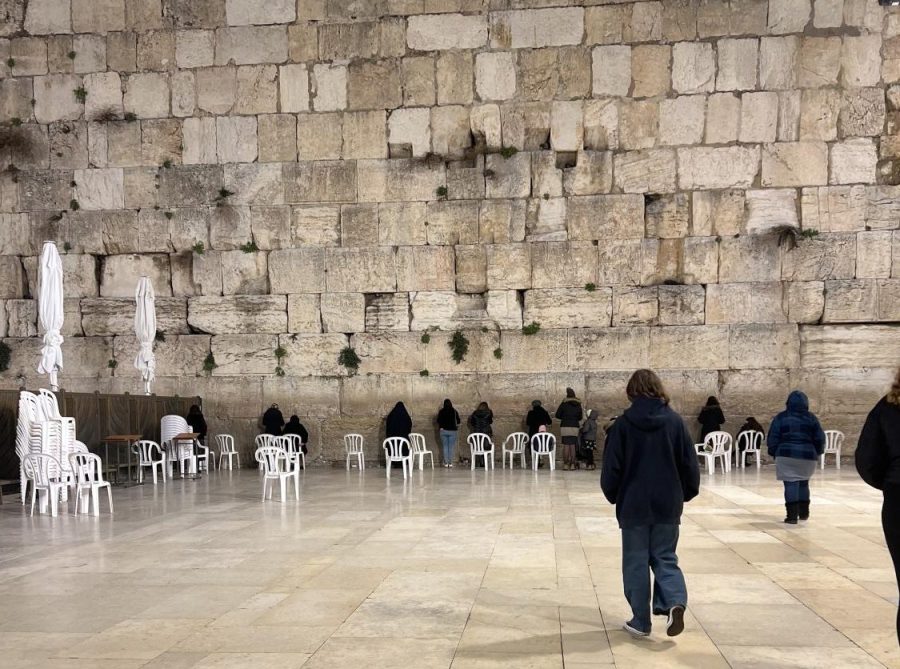 Praying at the Western Wall in Jerusalum, Israel, with sophomores on the Short Israeli Exchange Program Feb., 2023.