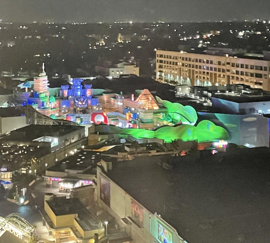 From the escalator at Universal Studios, you can see the overview of Super Nintendo World, opening Friday, Feb. 17, 2023.