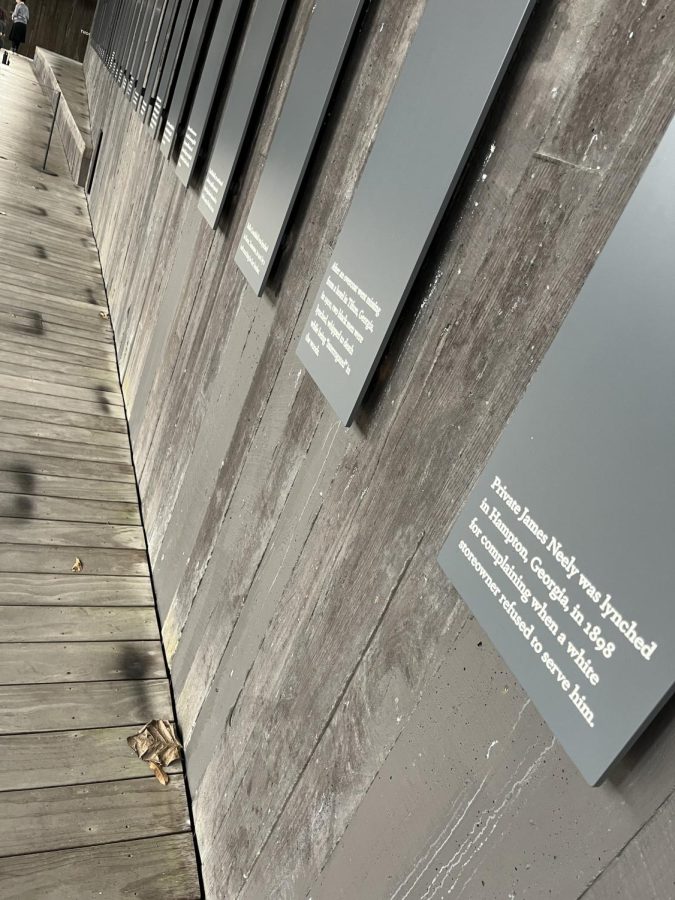 This picture from the National Memorial for Peace and Justice shows the reasons why people were lynched. From talking too loudly to having a white wife, Black people were lynched for little to no reason and some of those reasons are shown on the plaques in this photo.