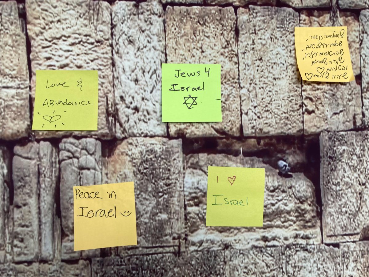 de Toledo students write notes of hope on a mock Western Wall to express their support for Israel during the week after the attacks on Israel by the terrorist organization Hamas Oct. 7, 2023. Students pray for the safe return of the people who are being held hostage, and they pray for peace.
