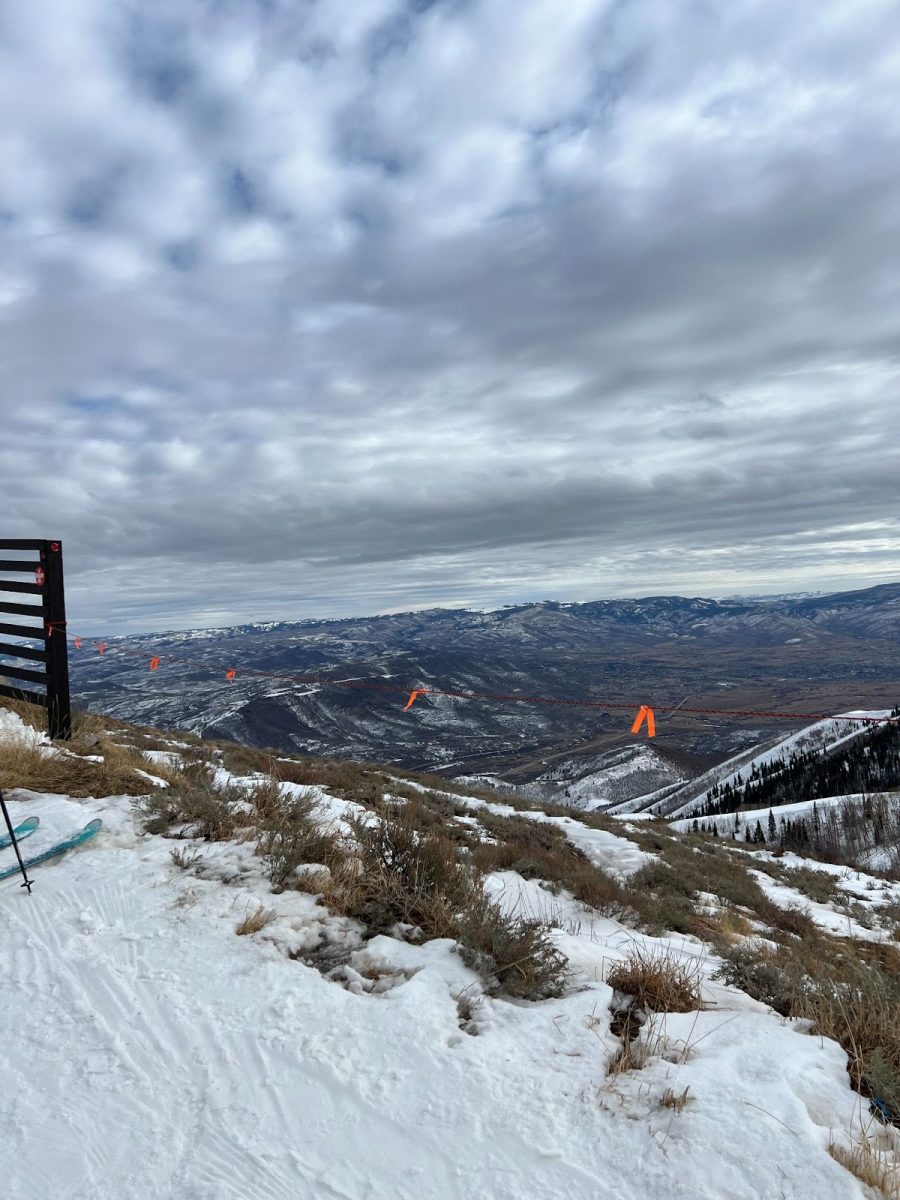 Skiers pull over and observe the view from the top of the mountains at Deer Valley Resort in Park City, Utah, Dec. 26, 2024.