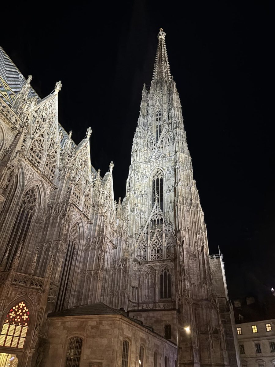 Students visit St. Stephen’s Basilica in old town Vienna, Austria, during the 2025 Budapest Exchange Program Feb. 26-March 15. Sixteen seniors also toured Budapest, Prague, and Czechia.