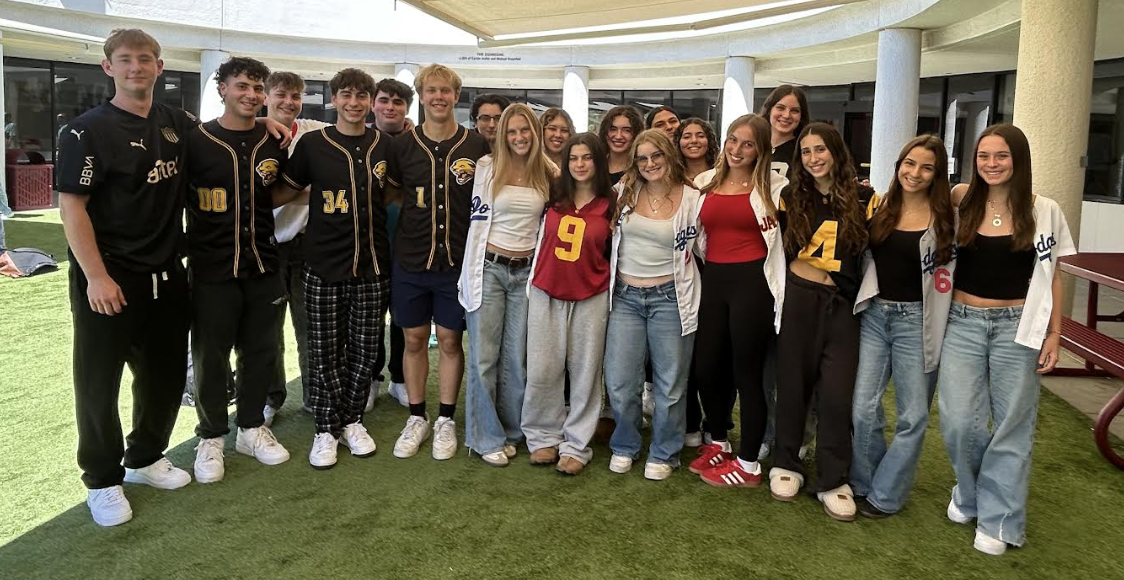 Seniors showing their spirit on jersey day, September 8. 