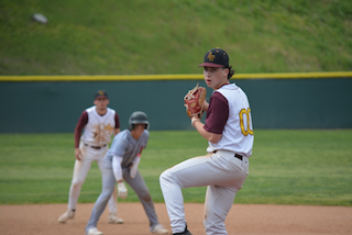 Jona M. ('26) pitching for the Jags against Academy Career Exploration in February 2024.