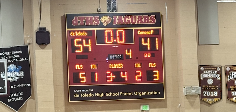 The final score from dT's game versus Canoga at the de Toledo invitational in November 2025.