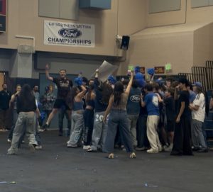 The seniors celebrating after winning a game